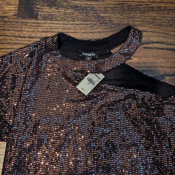 Express Sequin Choker Neck top - Picture 4 of 4